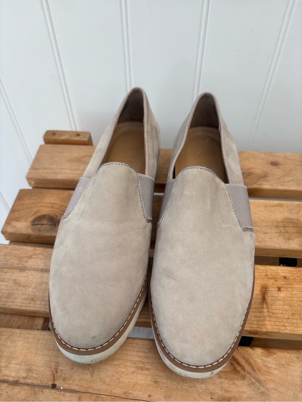 Franco Sarto Men's Slip-On Loafers in Light Beige Suede